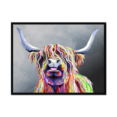 Colourful Highland Coo Framed Print