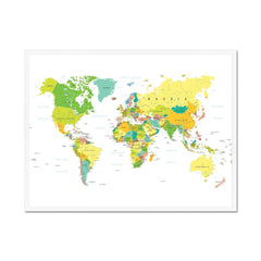 World Map Colour Framed Print