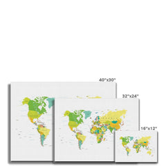 World Map Colour Canvas Print