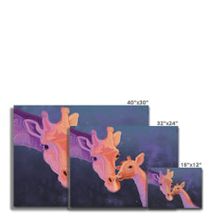 Sunset Giraffe And Calf Canvas Print