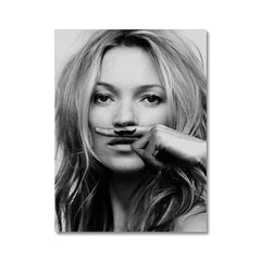 Kate Moss Moustache Life is a Joke Canvas Print