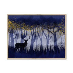 Blue Stag Forest Framed Print