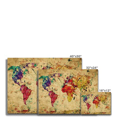 Colourful Vintage World Map Canvas Print