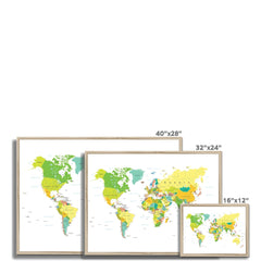 World Map Colour Framed Print