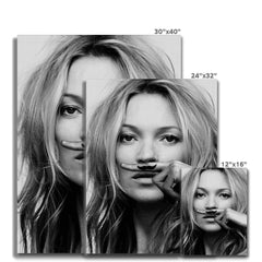 Kate Moss Moustache Life is a Joke Canvas Print