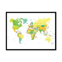 World Map Colour Framed Print