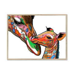 Loving Giraffe And Calf White Framed Print