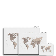 World Map Sepia Canvas Print