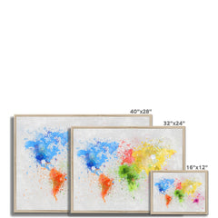 World Map Paint Splash Framed Print