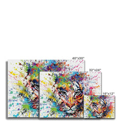 Multicoloured Tiger Paint Splash Canvas Print