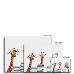 Giraffes With Books Canvas Print