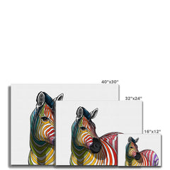 Rainbow Zebra White Canvas Print