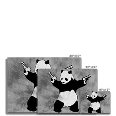 Panda Holding Guns Canvas Print