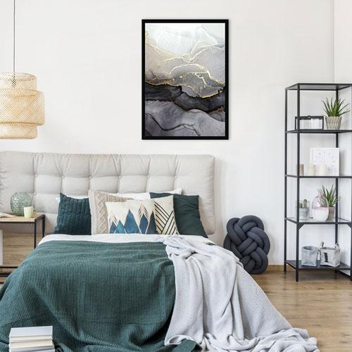 Charcoal Marble Abstract Framed Print