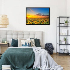 Field Of Blooming Sunflowers Framed Print