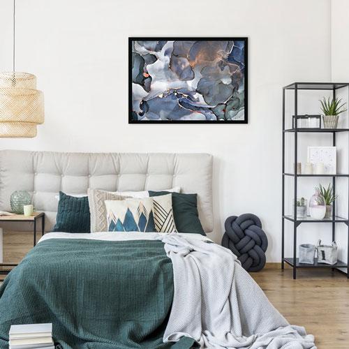 Grey And Blue Marble Framed Print