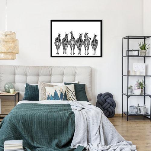 Line Of Zebras Framed Print