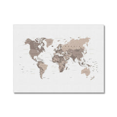 World Map Sepia Canvas Print