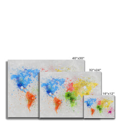 World Map Paint Splash Canvas Print