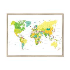 World Map Colour Framed Print