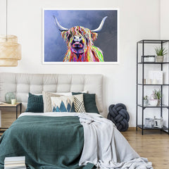 Multicolour Highland Cow Framed Print