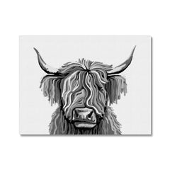 Monochrome Highland Cow Canvas Print