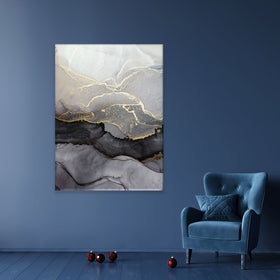 Charcoal Marble Abstract Canvas Print