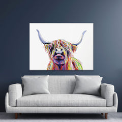 Cheeky White Highland Cow Canvas Print