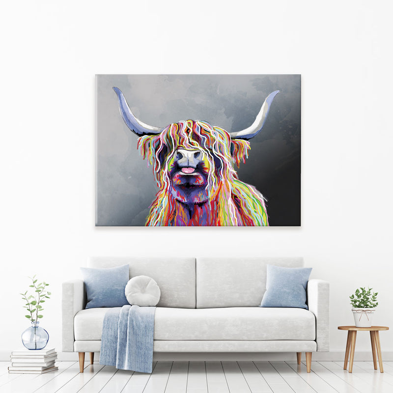 Colourful Highland Coo Canvas Print