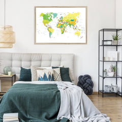 World Map Colour Framed Print