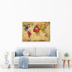 Colourful Vintage World Map Canvas Print