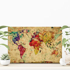 Colourful Vintage World Map Canvas Print