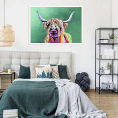 Colourful Highland Cow Framed Print