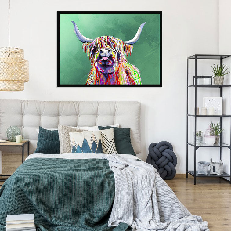 Colourful Highland Cow Framed Print