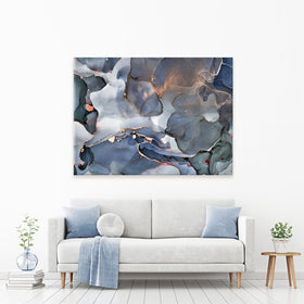 Grey And Blue Marble Canvas Print