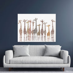 Line Of Giraffes Canvas Print