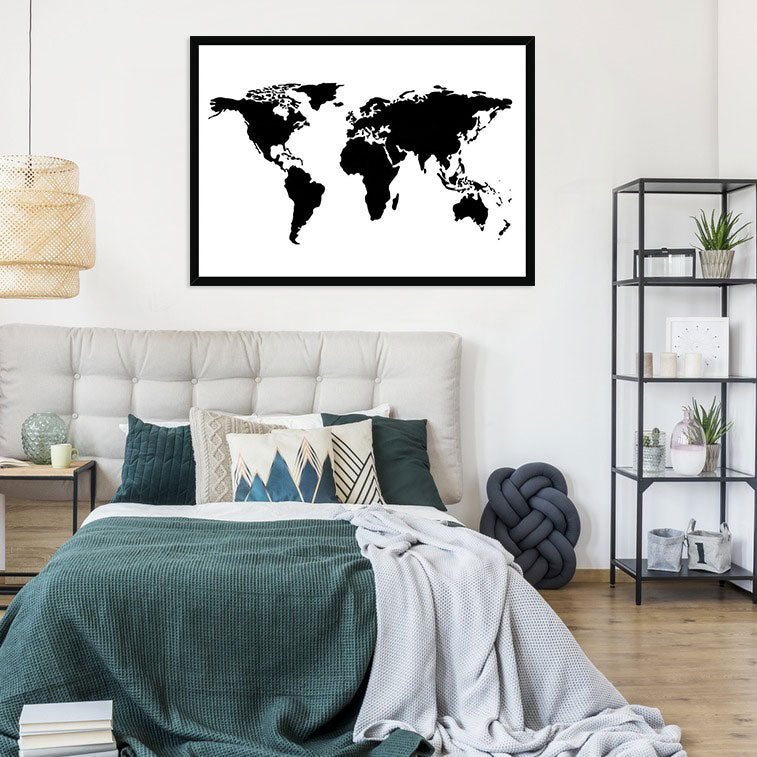 Modern World Map Framed Print