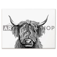 Monochrome Highland Cow Canvas Print