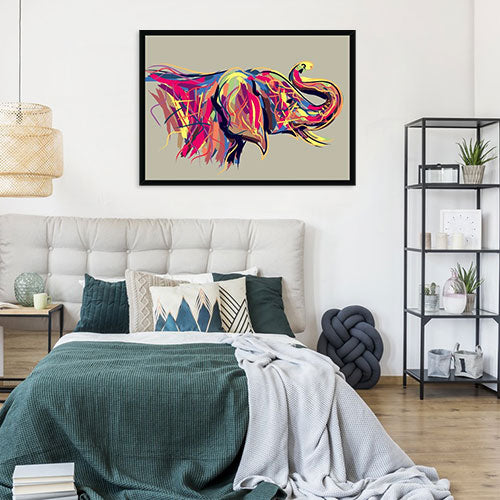 Multicoloured Elephant Framed Print