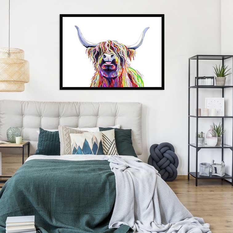 Cheeky White Highland Cow Framed Print