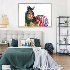 Rainbow Zebra White Framed Print