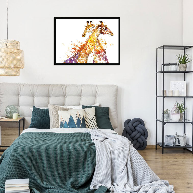 Watercolour Giraffes Framed Print