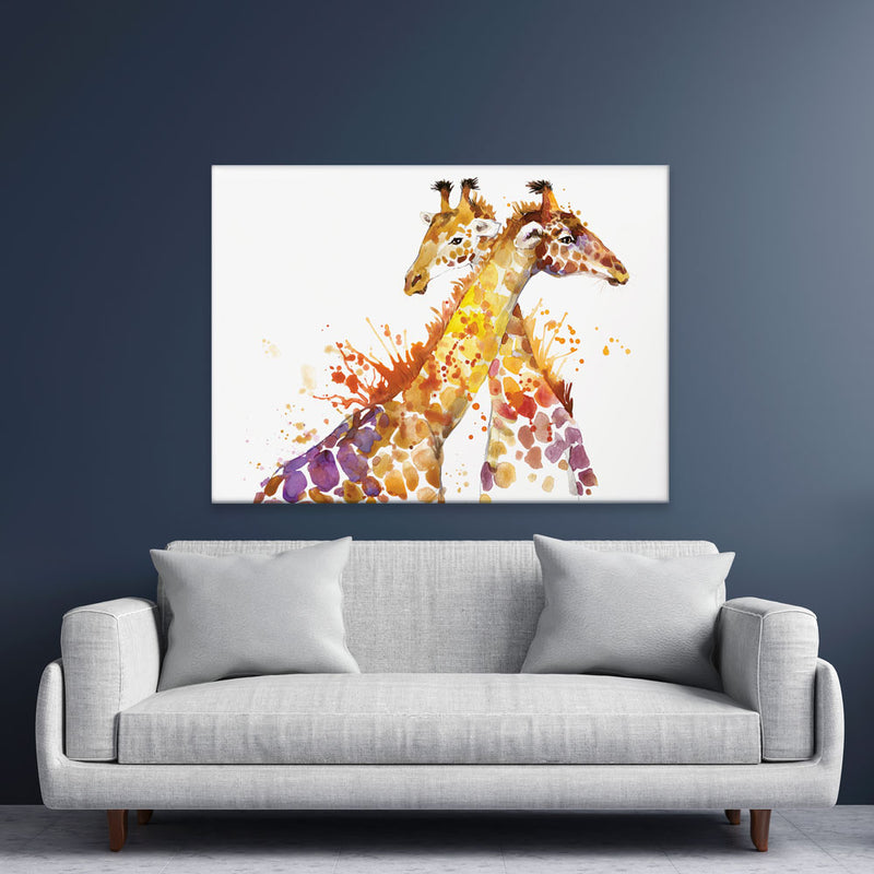 Watercolour Giraffes Canvas Print