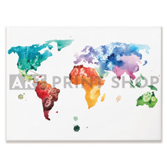 Watercolour World Map Canvas Print