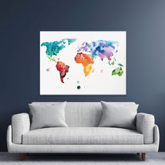 Watercolour World Map Canvas Print