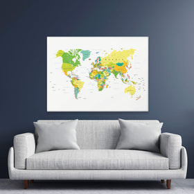 World Map Colour Canvas Print