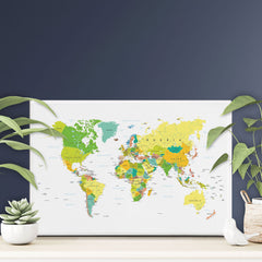 World Map Colour Canvas Print