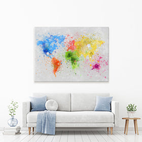 World Map Paint Splash Canvas Print